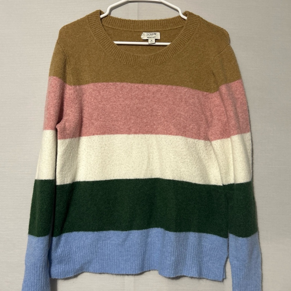 J. Crew Brown and Pink Crew Neck Sweater